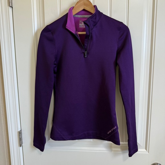 Under Armour Womens ColdGear Purple Half Zip Pullover Fitted Top SM - Picture 2 of 7